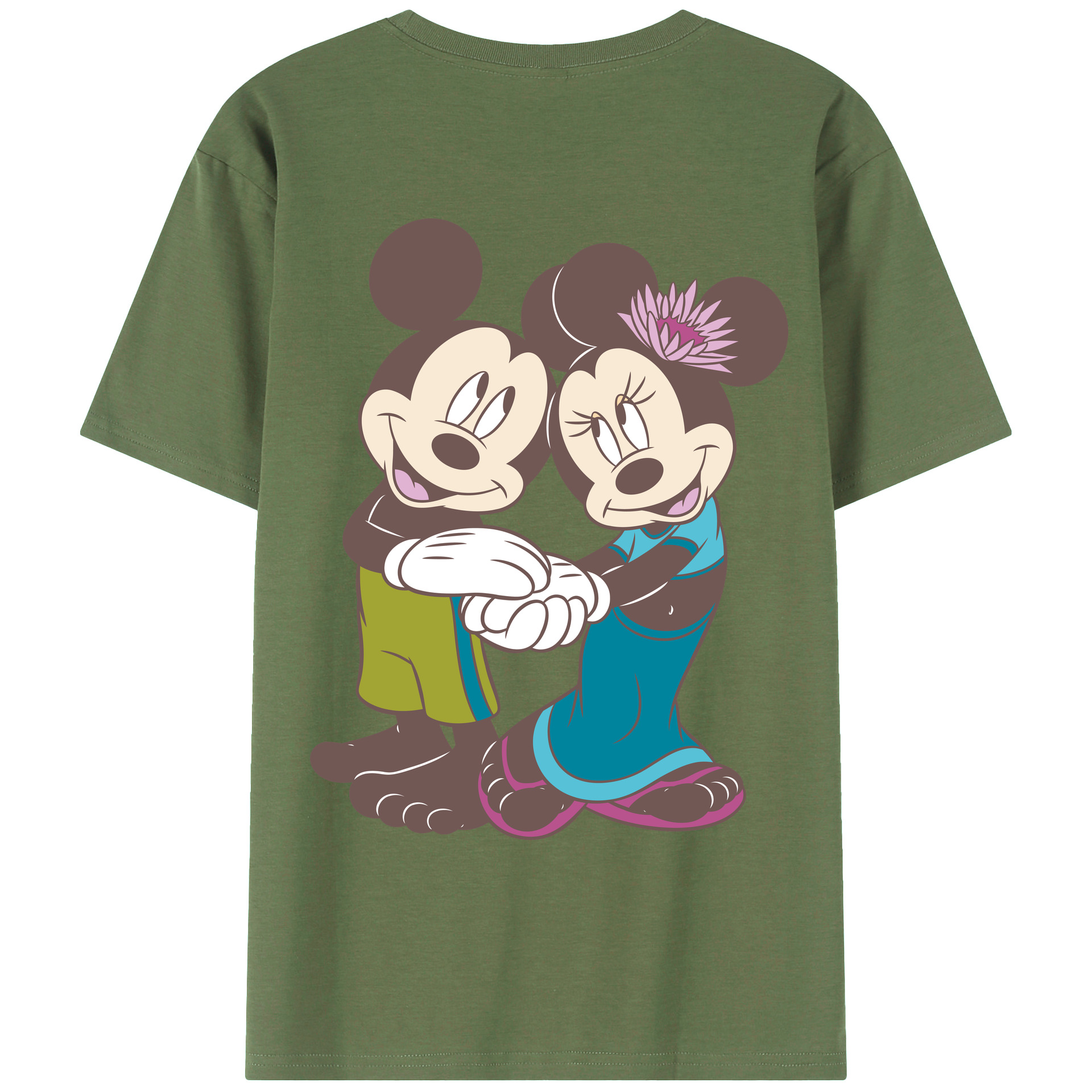 （画像用） ミッキーマウス Mickey Mouse 綿100％ メンズ半袖Tシャツ（バックプリント） 通気性